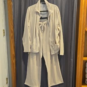 Women's Cream Track Pants & Jacket Set